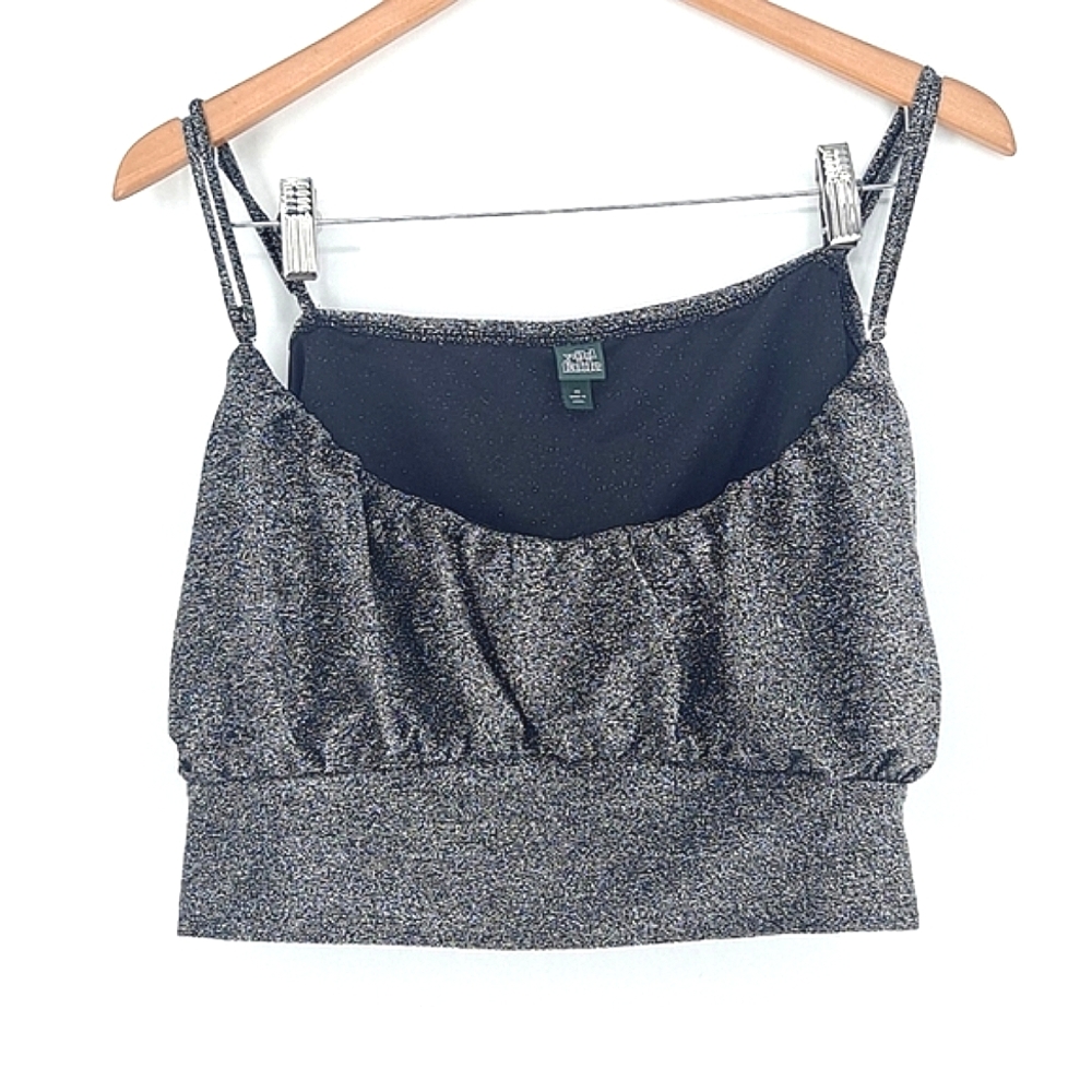 New! Sparkly Black/Silver Lurex Crop Top Wild Fable 4X NWT